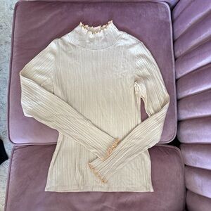 Everlane Cream Ribbed Long Sleeve Turtleneck Sz M